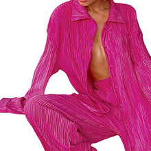 Load image into Gallery viewer, solid color drape pleated two-piece set AY3584