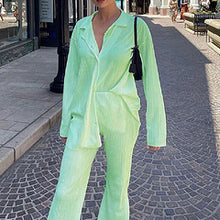 Load image into Gallery viewer, solid color drape pleated two-piece set AY3584