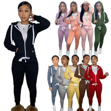 Load image into Gallery viewer, Plus velvet sports and leisure two-piece suit(AY1430)