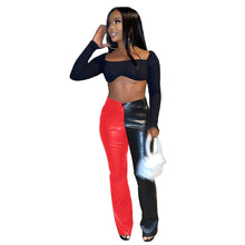 Load image into Gallery viewer, Matching PU flared pants(AY1626)