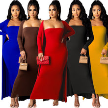 Load image into Gallery viewer, Sexy tube top long skirt jacket two-piece suit(AT1281)