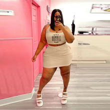 Load image into Gallery viewer, Plus size letter print casual skirt suit AY1140