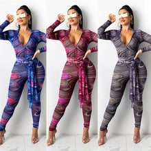 Load image into Gallery viewer, Printed net yarn jumpsuit AY1215