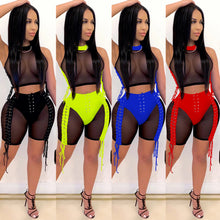 Load image into Gallery viewer, See through webbing straps mesh two-piece set AY2034