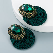 Load image into Gallery viewer, Personalized oval glass diamond braided earrings(AE4062)