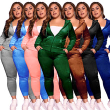 Load image into Gallery viewer, Solid color velvet leisure two-piece (AY1374)