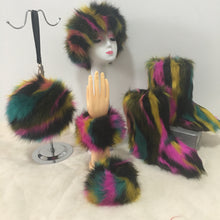 Load image into Gallery viewer, Colorful plush boots round pack four-piece suit(HPSD164)