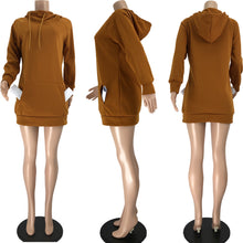 Load image into Gallery viewer, Hooded plus fleece sweater dress(AY1656)