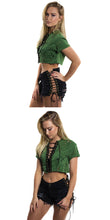 Load image into Gallery viewer, Ripped side eyelet denim shorts AY1135