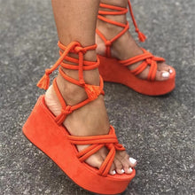 Load image into Gallery viewer, Fashion solid color lace-up sandals(HPSD198)