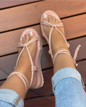 Load image into Gallery viewer, Braided platform plus size strappy sandals(HPSD196)