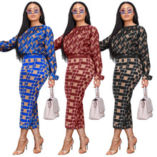 Load image into Gallery viewer, Fashion plaid long-sleeved shirt and pants two-piece suit(AY1316)