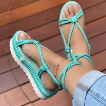 Load image into Gallery viewer, Braided platform plus size strappy sandals(HPSD196)