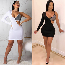 Load image into Gallery viewer, Fashion Patchwork Sequin Long Sleeve Dress(AY1717)