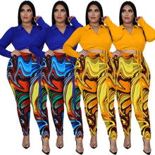 Load image into Gallery viewer, Fashion printed lapel tie two-piece set(AY1514)