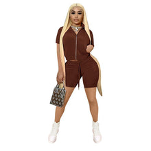 Load image into Gallery viewer, Fashion Velvet Short Sleeve Shorts Two Sets(AY1815)