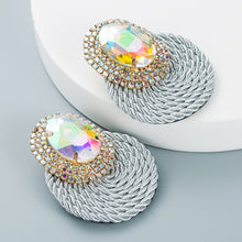 Load image into Gallery viewer, Personalized oval glass diamond braided earrings(AE4062)