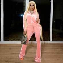 Load image into Gallery viewer, Fashion ribbed color-block flared pants suit(AY1309)