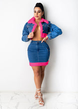 Load image into Gallery viewer, Fashion plush denim skirt two-piece suit(AY1474)