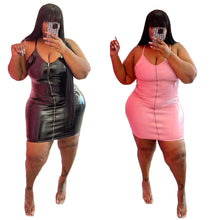 Load image into Gallery viewer, Sexy PU leather zipper hip dress(AY1818)