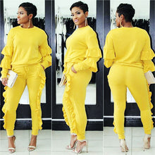 Load image into Gallery viewer, Fashion splicing wood ears long-sleeved suit(AY1415)
