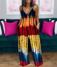 Load image into Gallery viewer, Printed deep V loose jumpsuit AY1130