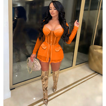 Load image into Gallery viewer, Mesh see-through stitching zipper two-piece set(AY1844)