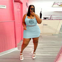 Load image into Gallery viewer, Plus size letter print casual skirt suit AY1140