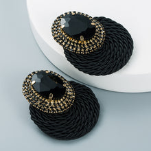 Load image into Gallery viewer, Personalized oval glass diamond braided earrings(AE4062)