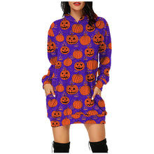 Load image into Gallery viewer, Halloween hooded long sleeve dress(AY1401)