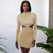 Load image into Gallery viewer, Sexy Halter Lace-up Long Sleeve Solid Color Dress(AY1263)