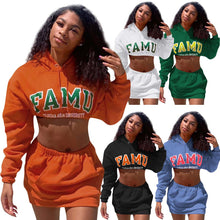 Load image into Gallery viewer, Trendy hip skirt and hooded sweater two-piece suit(AY1378)