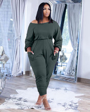 Load image into Gallery viewer, Casual slanted shoulder feet solid jumpsuit(AY1445)