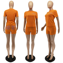 Load image into Gallery viewer, Fashion Solid Color Letter Print Short Suit(AY1758)