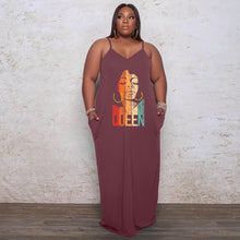 Load image into Gallery viewer, Loose floor mop queen print dress AY1990
