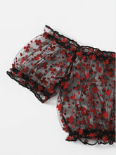 Load image into Gallery viewer, Sexy red plum lace open bikini two-piece set AY1610