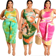 Load image into Gallery viewer, Tie-dye printed tight hip lift suit AY1199