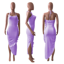 Load image into Gallery viewer, Solid color ruffled pleated dress