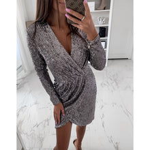 Load image into Gallery viewer, Sexy bronzing v-neck dress