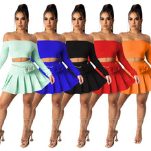 Load image into Gallery viewer, Solid color strapless pleated skirt suit AY1168