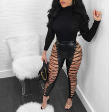 Load image into Gallery viewer, Sexy PU Strap High Waist Trousers(AY1662)