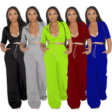 Load image into Gallery viewer, Solid color zipper long-sleeved trousers casual suit(AY1304)
