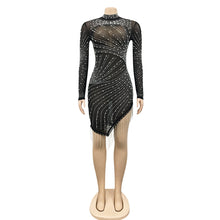 Load image into Gallery viewer, Sexy mesh rhinestone fringed dress(AY1721)