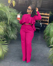 Load image into Gallery viewer, Fashion solid color pleated wide leg two-piece (AY1305)