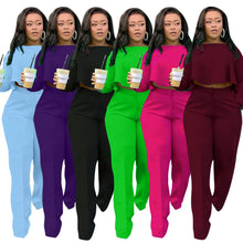 Load image into Gallery viewer, Fashion solid color pleated wide leg two-piece (AY1305)