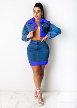 Load image into Gallery viewer, Fashion plush denim skirt two-piece suit(AY1474)