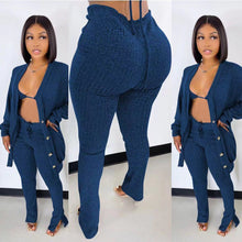 Load image into Gallery viewer, Fashion long-sleeved woolen jacket and trousers three-piece suit(AY1446)