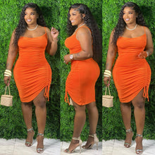 Load image into Gallery viewer, Multicolor suspender single side Pleated Dress AY2058