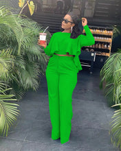 Load image into Gallery viewer, Fashion solid color pleated wide leg two-piece (AY1305)