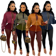 Load image into Gallery viewer, Drawstring tunic flight suit double zipper jacket(AY1449)